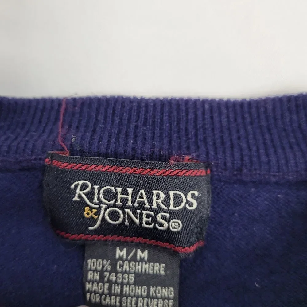 VINTAGE 80s sweater navy blue cashmere‎ crew neck fitted S